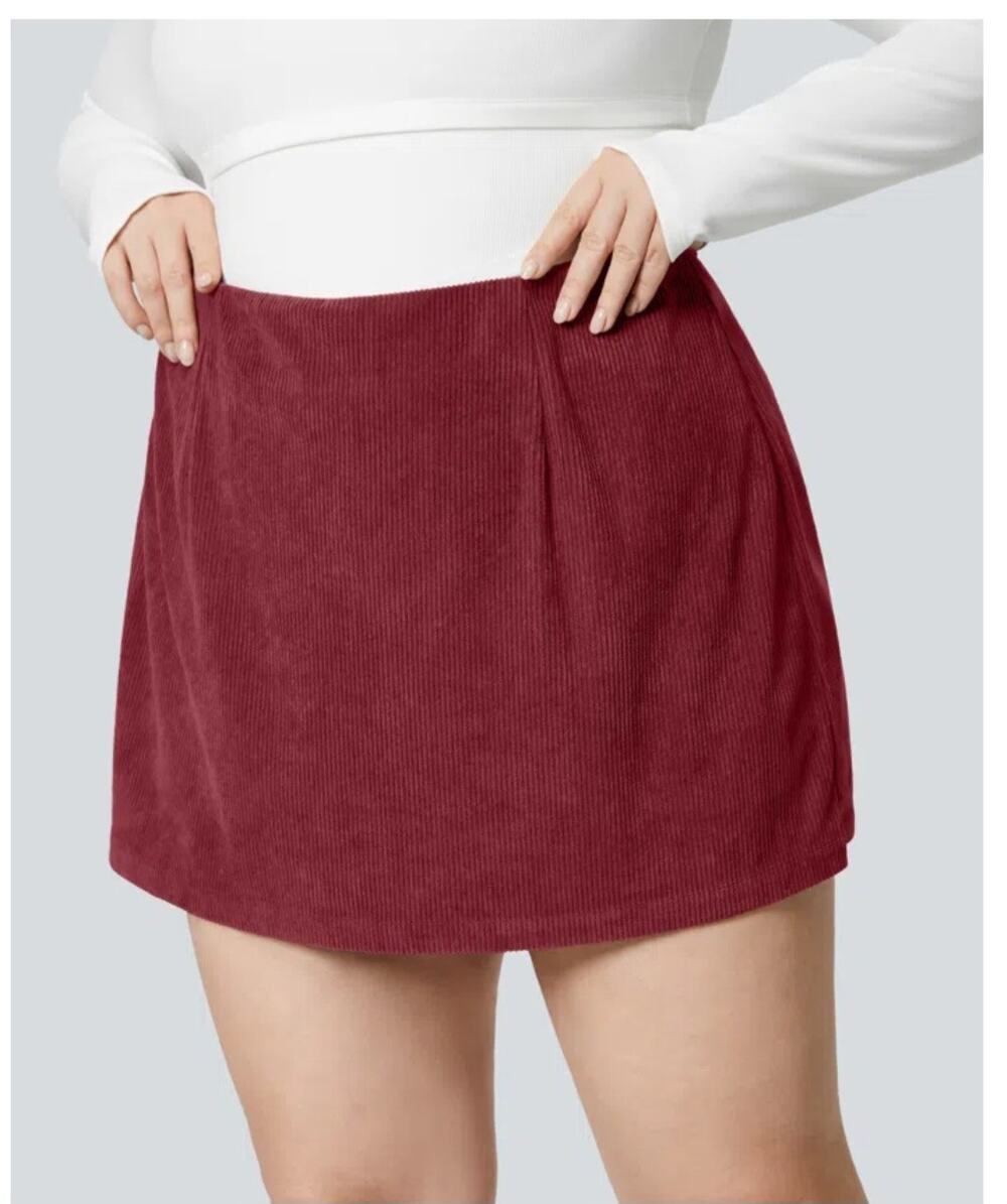 Halara Women's XL AuraCord Cloud High Waisted 2-in-1 A-Line Mini Skort